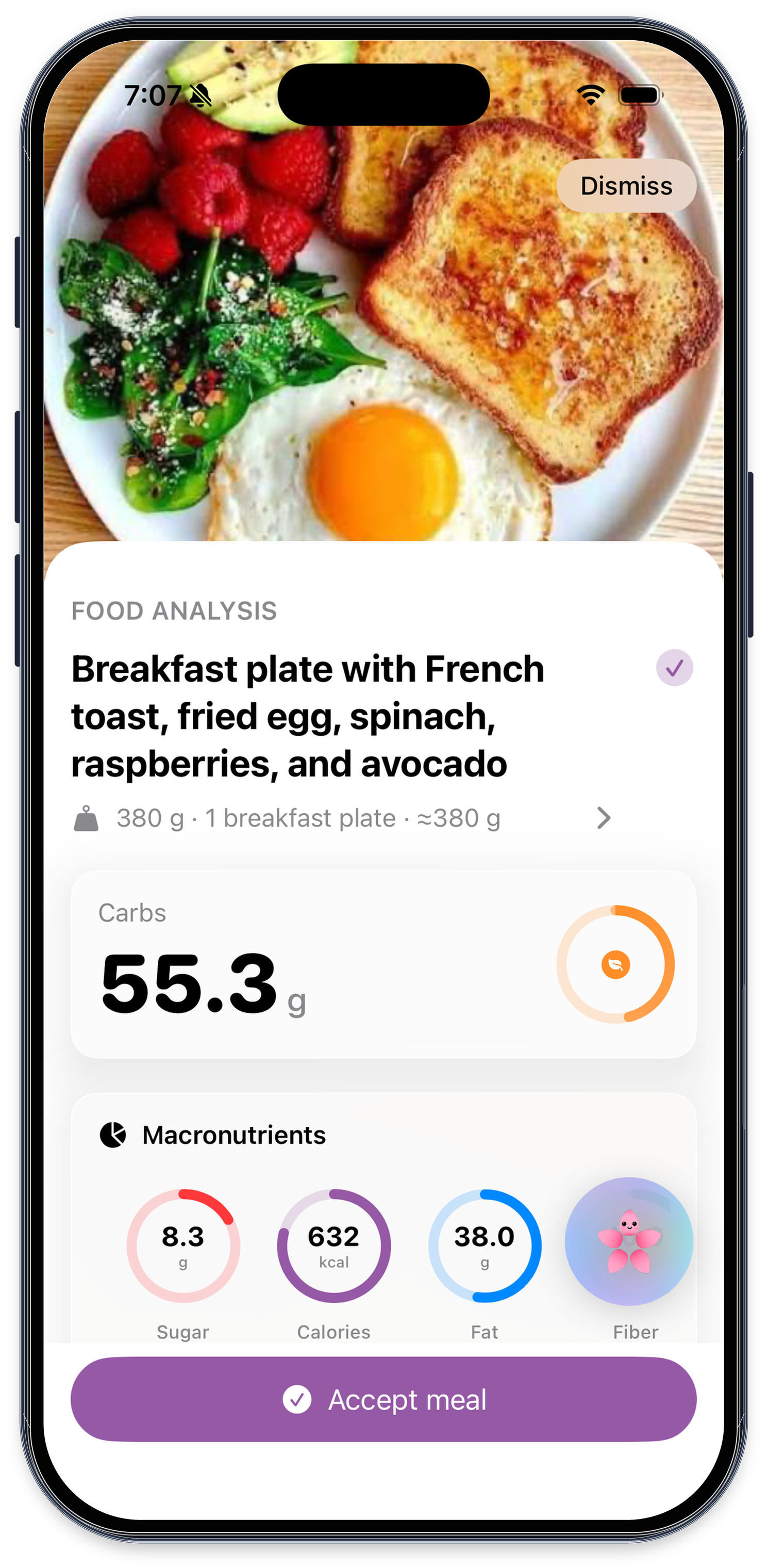 Meal capture view