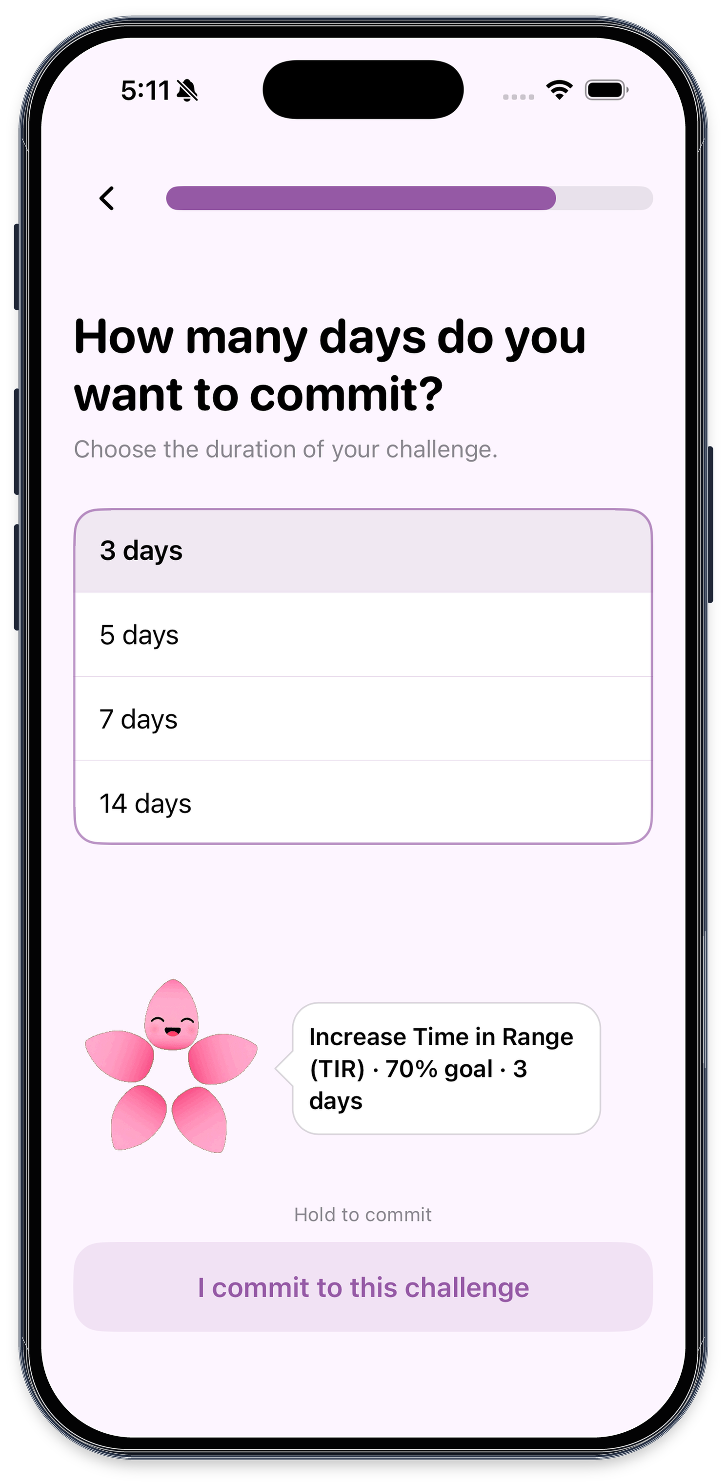 Challenge duration selector